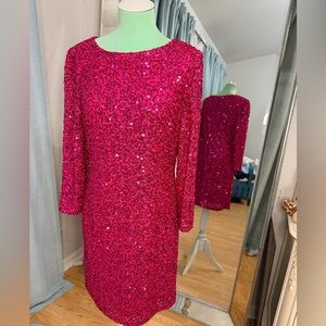 Premier Fuchsia Sequin Long Sleeve Dress